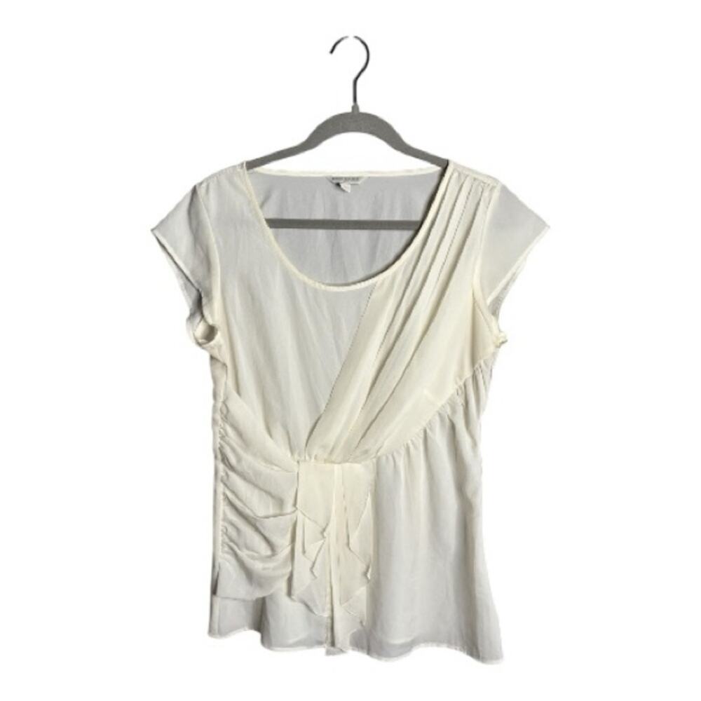 Banana Republic White Cap Sleeve Blouse Side Zip 10